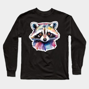 Raccoon Watercolor Long Sleeve T-Shirt